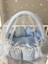 Mavi Yıldız Desenli Tasarım Lüx Oyun Minderi Babynest Cibinlik Tül Oyuncak Aparat Babynest Set 1