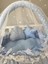 Mavi Yıldız Desenli Tasarım Lüx Oyun Minderi Babynest Cibinlik Tül Oyuncak Aparat Babynest Set 2