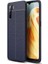 Oppo Reno 3 Kılıf Ultra Korumalı Deri Desenli Lüx Niss Silikon Kılıf + Nano Ekran Koruyucu Lacivert 1