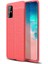 Samsung Galaxy S20 Plus Kılıf Ultra Korumalı Deri Desenli Lüx Niss Silikon Kılıf + Tam Kaplayan 6d Polymer Nano Ekran Koruyucu Kırmızı 1