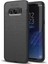Samsung Galaxy S8 Kılıf Ultra Korumalı Deri Desenli Lüx Niss Silikon Kılıf + Tam Kaplayan 3D Cam Ekran Koruyucu Siyah 1