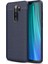 Xiaomi Redmi Note 8 Pro Kılıf Ultra Korumalı Deri Desenli Lüx Niss Silikon Kılıf + Tam Kaplayan 6d Nano Ekran Koruyucu Lacivert 1