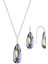 Gümüş Rodyumlu Mavi Mistik Taşlı Damla Kolye ve Küpe Ikili Gümüş Set 1