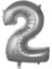2 Rakam 76 cm Gümüş Folyo Balon 34 Inc 1
