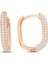 Trendy Oval Taşlı Gümüş Küpe - Rose - Standart 1