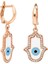 Fatimanın Eli Taşlı Mineli Gümüş Küpe - Turquaz - Standart - AXEL0065-2463 1