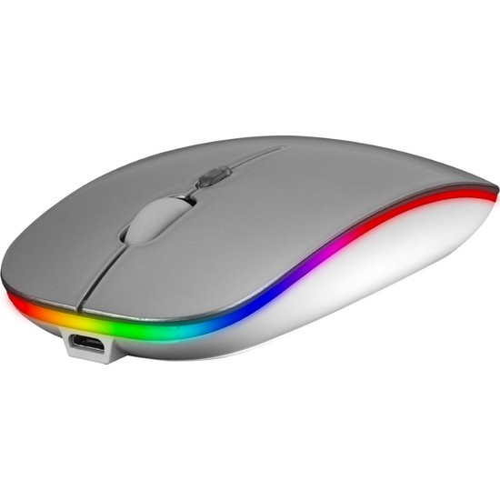 Everest SMW-306R Gümüş 1600DPI Şarjlı Kablosuz Mouse Rgb Mouse