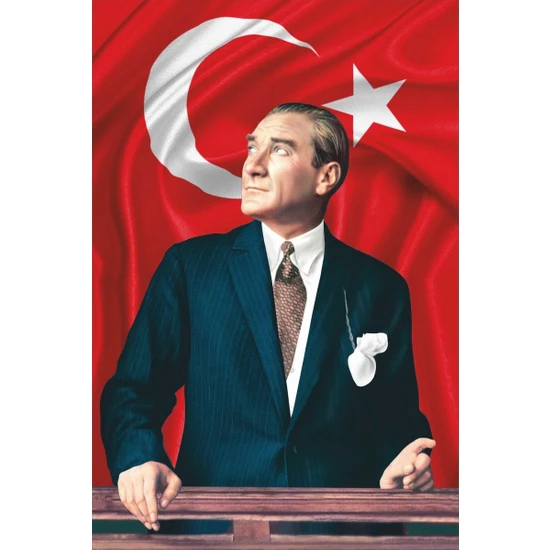ZC Bayrak Atatürk Baskılı Türk Bayrağı Raşel Kumaş Dijital Baskı 70 x 105 cm