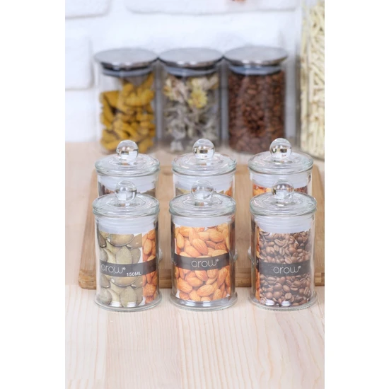 Arow Cam Kavanoz 6'lı Baharatlık Set 150 Ml.