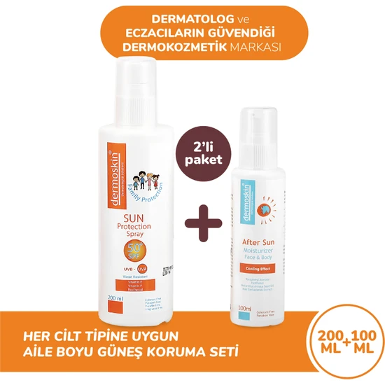 Dermoskin Sun Protection SPF 50+ 200 ml After Sun 100 ml Hediyeli