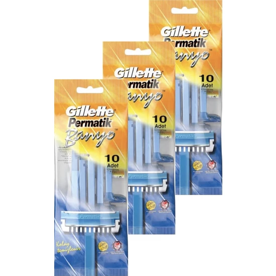 Gillette Permatik Banyo Tıraş Bıçağı 10'lu 3 Paket