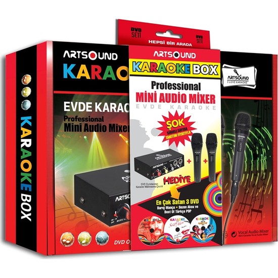 Artsound Karaoke Mikrofon Eğlence Paketi (Audio Mixer+Çift Mikrofon+3 DVD)
