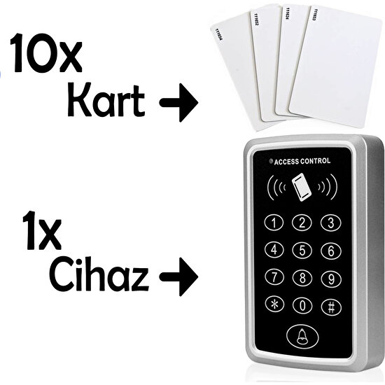 Sonex RFID Şifreli Kapı Kilidi - Kartlı Geçiş Kontrol Sistemi - 10 Adet Proximity Kart Hediyeli
