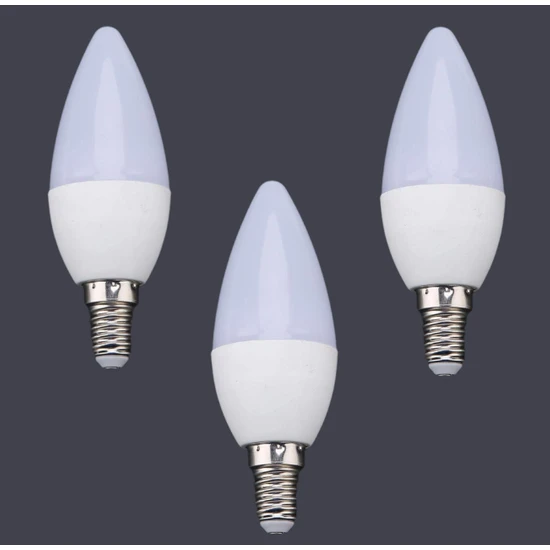 Vie 3 Adet 7 Watt E14 Ince Duy Beyaz Işık Mum Buji LED Ampul Tasarruflu Avize Ampul