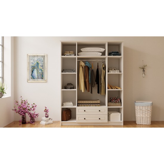 Rabi Mobilya Izel Country 4 Kapak 2 Çekmeceli Mega Gardırop Fiyatı