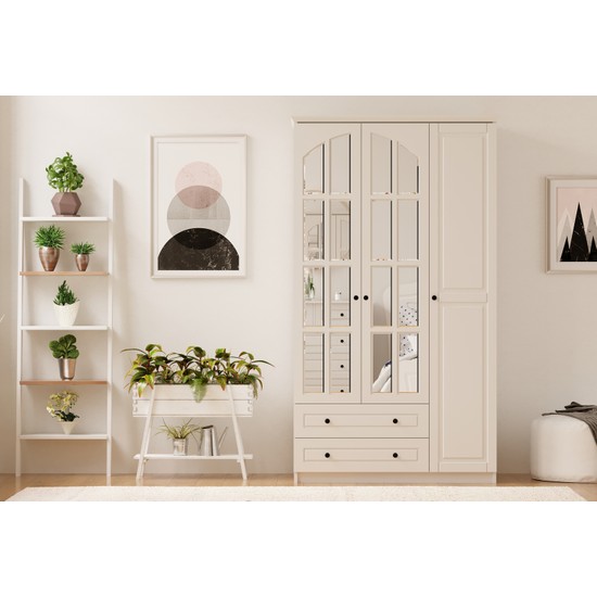 Rabi Mobilya Beyza Country 3 Kapak 2 Çekmeceli Mega Gardırop Fiyatı