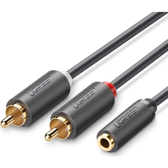 Ugreen 3.5mm Jack Girişi Aux to 2 RCA Ses Aktarma Kablosu 1 Metre