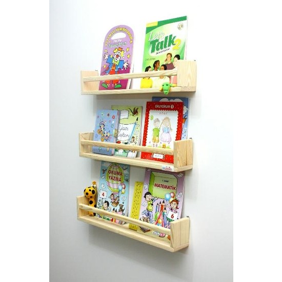 woodwoork 3 lü montessori kitaplık duvar rafı Çocuk odası fiyatı