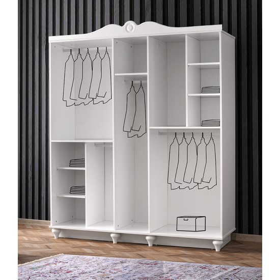 Güney Mobilya Komple Mdf 5 Kapaklı Gardırop Fiyatı