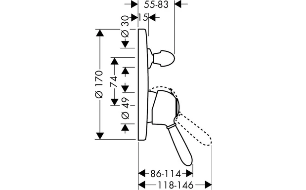 Resim Hansgrohe Axor Carlton Ankastre Banyo Batarya Dış Krom Altın Optik 17415090 