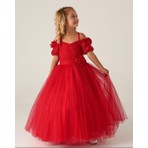 Lisa Kids 2-10 Yaş Plise Çiçekli Abiye Gelinlik