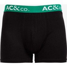 AC&Co / Altınyıldız Classics Erkek Siyah-Yeşil Desenli Pamuklu Esnek 3'lü Boxer Paketi