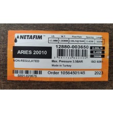 Netafim Arıes™ 20010 ( 20 mm 40 cm 2lt/h 300 Metre ) Çok Yıllık Yuvarlak Damla Sulama Borusu 12880-003650