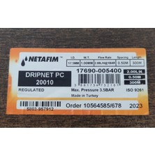 Netafim Drıpnet Pc 20010 ( 20 mm 50 cm 2.00 Lt 300 Mt) Basınç Ayarlı Damla Sulama Borusu 17690-005400