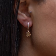 Oroline Jewelry 14 Ayar Yonca Desenli Altın Küpe