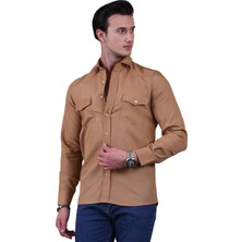 Exve Exclusive Hardal Sarısı Flamlı Dokuma Slim Fit Western Gömlek