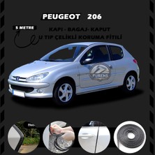 Fruens Peugeot 206 Oto Araç Kapı Koruma Fitili 5metre Parlak Siyah Renk