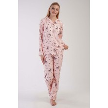 Vienetta Kadın Mıcrowelsoft Marla Tamamı Düğmeli Uzun Kol Pijama Takım
