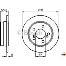 Bosch Fren Diski. Arka. 258 - 8.9-7.2 mm . Kaplamalı 0986478188