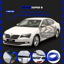 Fruens Skoda Superb Oto Araç Kapı Koruma Fitili 5metre Parlak Mavi Renk