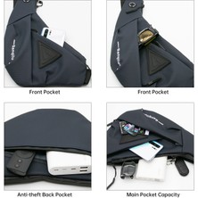 Zizi Casual Crossbody - Erkek Su Geçirmez Göğüs Açık Hava Bisikletçiliği Ince ve Hafif Omuz Çantası (Yurt Dışından)