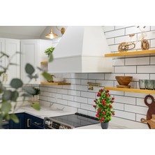 Cennet Home Kiraz Ağacı Küçük Boy Doğal Dokulu Dekoratif Mutfak Süsü Siyah Plastik Saksıda Yapay Çiçek