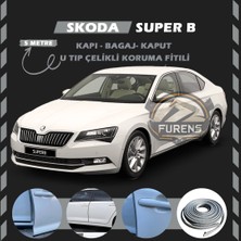 Fruens Skoda Superb Oto Araç Kapı Koruma Fitili 5metre Parlak Gri Renk