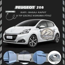 Fruens Peugeot 208 Oto Araç Kapı Koruma Fitili 5metre Parlak Gri Renk