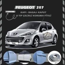 Fruens Peugeot 207 Oto Araç Kapı Koruma Fitili 5metre Parlak Gri Renk