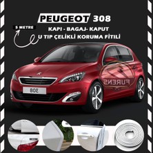 Fruens Peugeot 308 Oto Araç Kapı Koruma Fitili 5metre Parlak Beyaz Renk