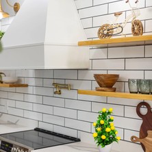 Cennet Home Saksıda Limon Mutfak Süsü Beyaz Saksıda Orta Boy Yapay Çiçek.