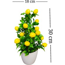 Cennet Home Saksıda Limon Mutfak Süsü Beyaz Saksıda Orta Boy Yapay Çiçek.