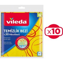 Vileda 3'lü Mikrofiber Temizlik Bezi 10'lu Paket