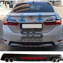 Toyota Corolla 2013-2018 Difüzör Arka Tampon Eki 4 Egzoz Çıkışlı Siyah Reflektörlü