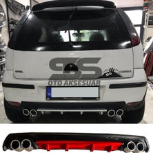 Fruens Opel Corsa  C Difüzör Arka Tampon Eki 4 Egzoz Çıkışlı Kırmızı Lüx Tip