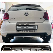 Volkswagen Polo Mk5 Difüzör Arka Tampon Eki 2 Egzoz Çıkışlı Gri Lüx Tip