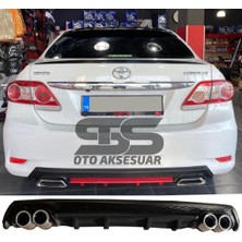 Toyota Corolla 2007-2012 Difüzör Arka Tampon Eki 4 Egzoz Çıkışlı Siyah Lüx Tip