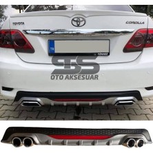 Fruens Toyota Corolla 2007-2012 Difüzör Arka Tampon Eki 4 Egzoz Çıkışlı Gri Reflektörlü