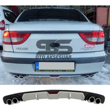 Fruens Renault Megane 1 Difüzör Arka Tampon Eki 4 Egzoz Çıkışlı Gri