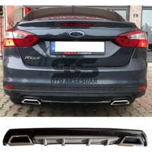 Fruens Ford Focus 3 Difüzör Arka Tampon Eki 2 Egzoz Çıkışlı Gri Lüx Tip